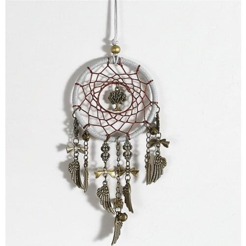 Small Dream Catcher, Creative Dream Catcher for Car Handmade Wall Car Hanging Decoration for Car Beaded Natural Feathers