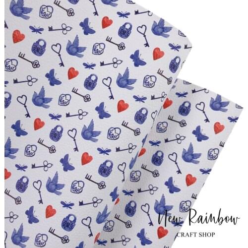 NewRainbow 30x138cm/Roll LOVE Print 1.0mm Litchi Soft Faux Leather for Making Bows, Earrings, Bags and DIY Crafts