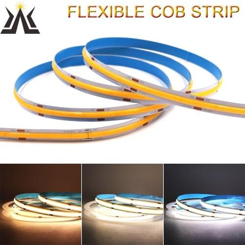 Wholesale 5M COB Strip 12V 24V COB LED Tape Flexible Light Bar Dimmable RGB CCT 5mm 8mm 10mm Width RA 90 Linear Ribbon FOB Lamp