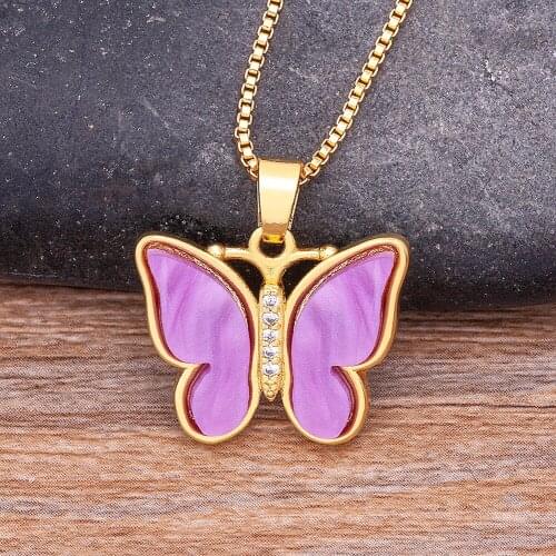 New Design Multicolor Glass Butterfly Necklace For Women Creative Versatile Clavicle Chain Personality Insect Pendants Jewelry