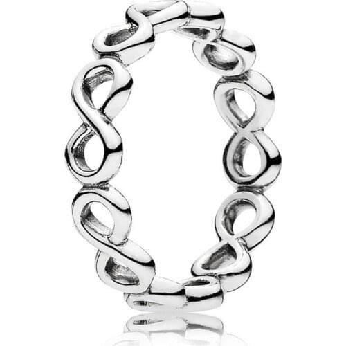 Authentic 925 Sterling Silver Infinite Love Europe Ring For Fashion Women Bead Charm Gift DIY Jewelry