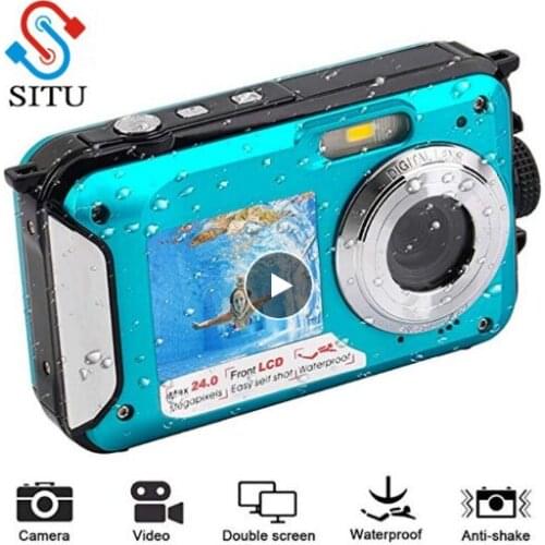 2.7inch TFT Digital Camera Waterproof 24MP MAX 1080P Double Screen 16x Digital Zoom Camcorder HD268 Underwater Camera