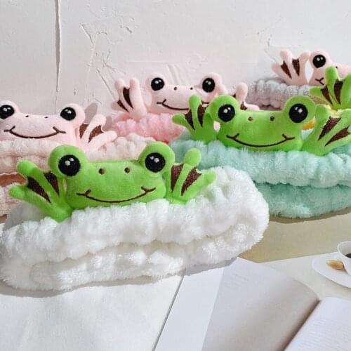 Korea Cartoon Cute Frog Headbands Girl Face Wash Makeup Plush Hair Band Headbands for Women Designer Hair Accessories