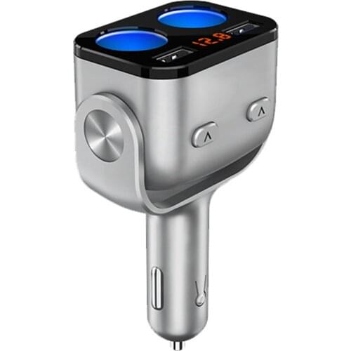 Car Double Cigarette Lighter Socket Splitter Dual USB Port 12V Power Adapter Cigarette Lighter Digital Car Charger Black/Silver