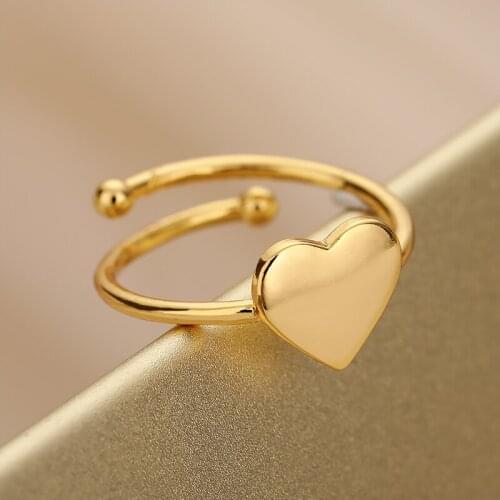 Adjustable Heart Opening Ring For Women Gold Silver Color Ring Elegant Womens Wedding Jewelry Bijoux Femme
