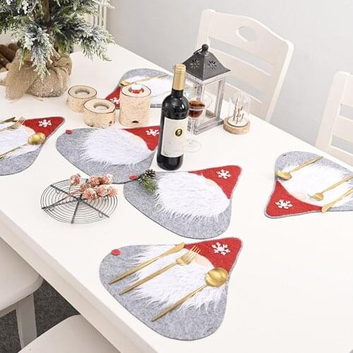 Christmas Table Runner Christmas Faceless Doll Combination Tablecloth Cup Mat Placemat Home Table Decor for Xmas Festival