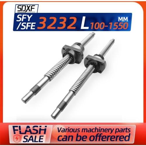 1pcs, SFY/SFE-100mm-1550mm, ball screw factory direct sales, screw with nut and end machined