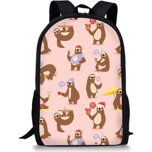 Cartoon Sloth Printed High School Bags Folivora Animal School Backpack for Girls Kindergarten Children School Accessories