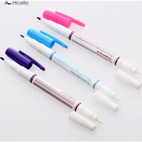 Hicello 1pc Double Head Erasable Pens Water Soluble Fabric Dual Function Cross Stitch Grommet Ink Marking Pen DIY Sewing Tool