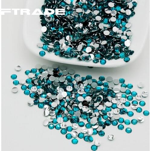 Non Hotfix Rhinestones For Nail Art 5000pcs/lot SS16 4mm Blue Zircon Color 3D Round Shape Flatback Nail Art Rhinestone Diy