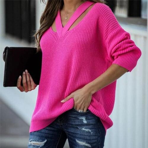 Loose Casual Ladies Long Sleeve Solid Color Autumn Sweater Daily Wear