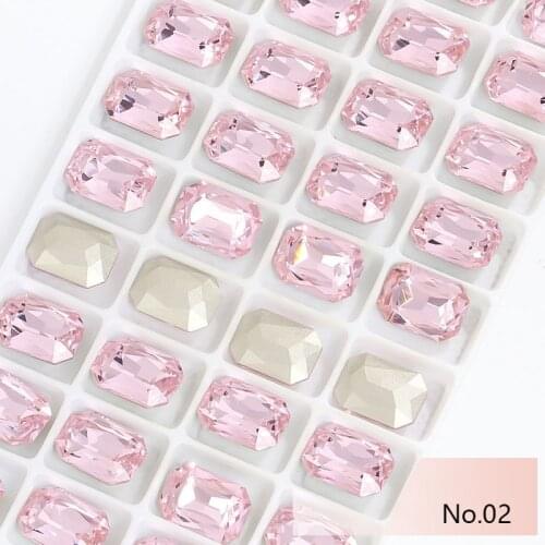 Swarovsky 36Pcs Glass Crystal 10*14mm rectangle pointed back glass crystal rhinestones jewels Gem stone shoes cap clothes trims