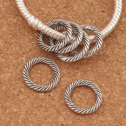 Twist Rondelle Big Hole Beads Circle 12.9x12.9mm 63PCS Zinc Alloy Spacers Jewelry Findings L759