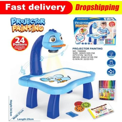 Magic Children Education Drawing Board Painting Desk W/ Projector Kids Xmas Toy Painting Toy Fun Learning Desk Set Free Shipping