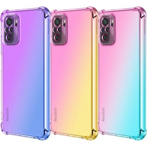 Camera Protector Waterproof Phone Case For Xiaomi Redmi Note 10 / Note10 Pro F3 8T Poco X3 Gradient Color Tpu Back Cover