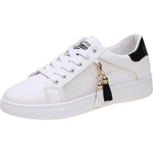 2021 Women Casual Shoes Summer Women Shoes Fashion White Sneakers Breathable Mesh Lace-Up Women Sneakers Zapatos De Mujer