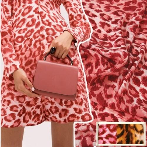 Leopard Printed Twill Polyester Fabric Cloth 145 cm Width Soft Shirt Dress Women Handmade DIY Fabric alibaba express
