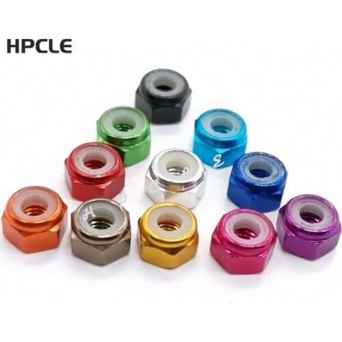 10pcs M2 M3 M4 M5 colourful Rivet Nuts Aluminum Nylon Insert Lock Nut Self-locking Nuts Locknuts Model Hex Nut