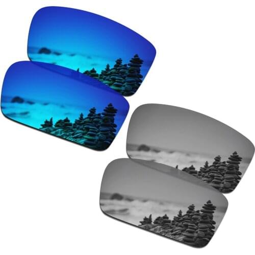 SmartVLT 2 Pairs Polarized Sunglasses Replacement Lenses for Oakley Twitch Ice Blue and Silver Titanium