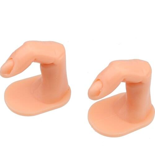 2pcs Nail Art Practice Fingers False Nail Polish Training Tool with Nail Tip
