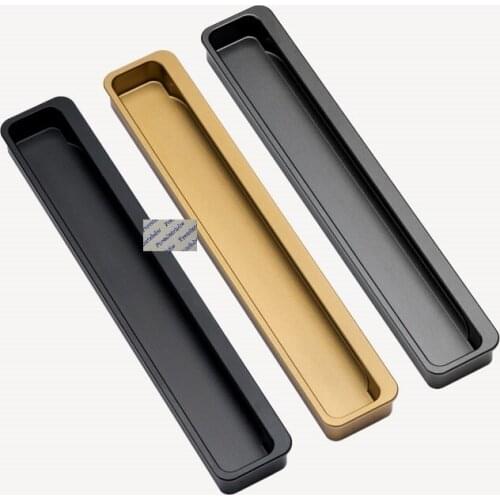 2Pcs Aluminum Alloy Matte Black Grey Champagne Gold Furniture Cabinet Closet Sliding Door Recessed Flush Finger Pull