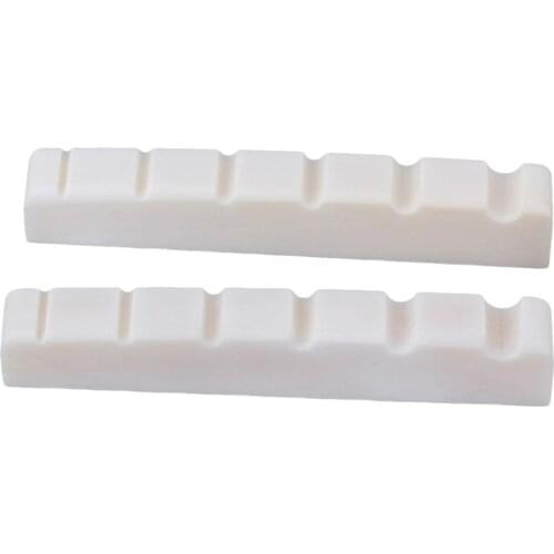 2pcs 52mm Bone Slotted Nut 6 String Replacement for Bass Guitar White