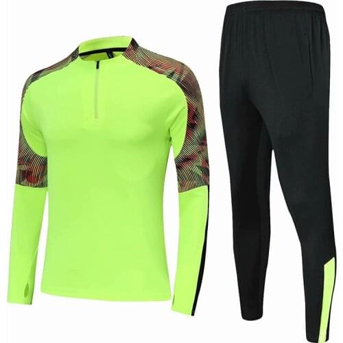 2019 Short zippe uniforms green color men sport tracksuits soccer football running winter clothes training suits kids uniforms