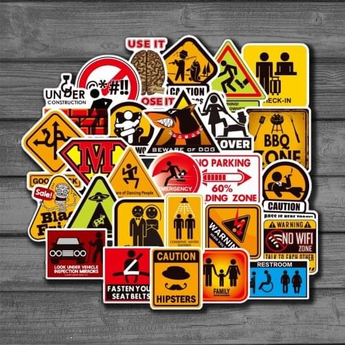 50 PCS Warning Stickers Danger Banning Signs Reminder Waterproof Decal Sticker to DIY Laptop Motorcycle Luggage Snowboard Car