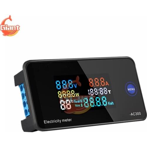 AC50-300V 10A Digital Voltmeter Voltmeter Built-in CT Transformer Large Color LCD Screen Power Volt AMP Meter Tester Auto Car