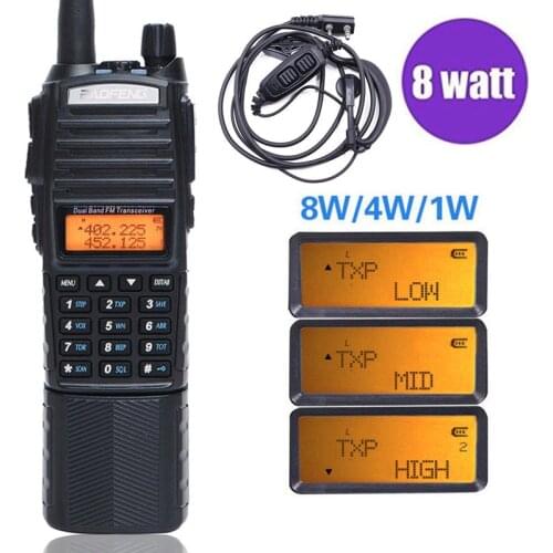 Baofeng UV-82 Plus High Power 8W 3800mAh with DC Connector Walkie Talkie Dual Band 136-174&400-520mhz 10km Long Range Ham Radio