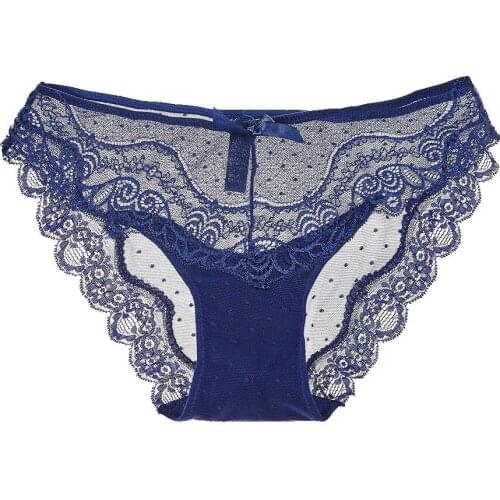 Big Size Sexy Lace Panties Womens Underwear Sheer Lace Briefs Knickers Soft Boxer Dot Mesh Briefs Plus Size Panty XXL