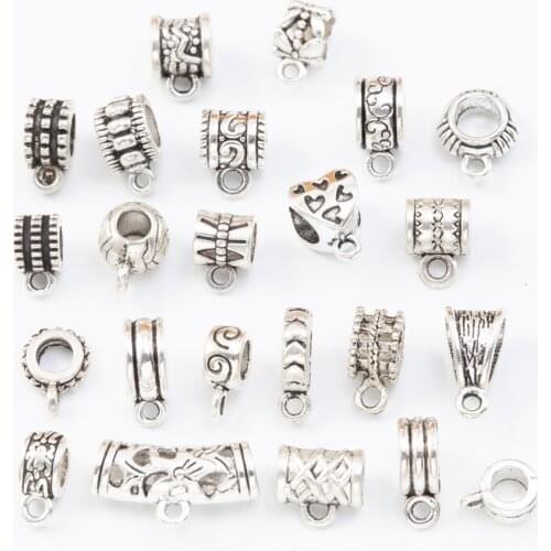 Mixed Styles 23pcs beads Tibetan silver European Charms bead DIY Jewelry for Bracelet Making Accessaries js2243