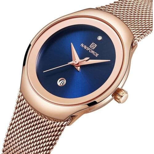 NAVIFORCE Luxury Brand Watches for Women Fashion Casual Ladies Quartz Wristwatch Rose Gold Stainless Steel Waterproof Clock Girl