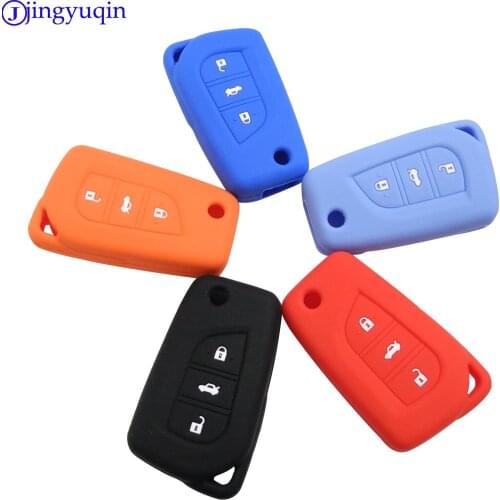 Jingyuqin 10S/lot Remote Car Silicone Folding Key Cover Case For Toyota Camry Highlander Corolla Prado Reiz Crown RAV4 3 Buttons