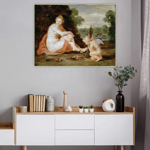 Citon Peter Paul Rubens《Venus and Cupid warming themselves》Canvas Oil Painting Picture Wall Background Decor Home Decoration