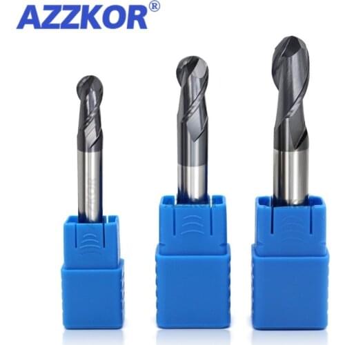 Milling Cutter Alloy Coating Tungsten Steel Tool Cnc Maching Hrc50 Ball Nose Endmills AZZKOR Top Milling CutterMachine Endmill