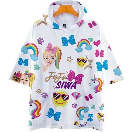Cute Printed JOJO SIWA 3D Hooded T Shirts Men Women Tops Popular Short Sleeve Hip Hop t-shirt Casual Girls Cool Summer T-Shirt