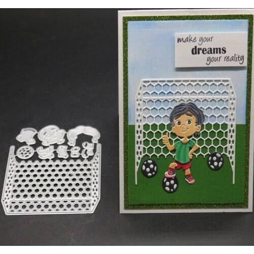 Football Boy Metal Cutting Dies Christmas Stencil Goal Net Frame Die Cut Scrapbooking Embossing Stamps And Dies 2019 New Craft
