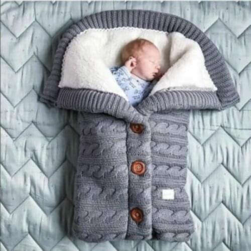 Hot Sale Baby Sleeping Bag Outdoors Button Baby Knitting Sleeping Bag Autumn And Winter Baby Stroller Sleeping Bag Envelope Baby