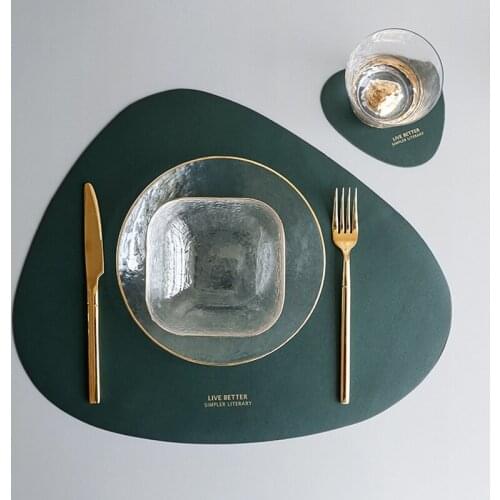 Nordic Leather Placemat Insulation Oilproof Western Food Mat Dining Tableware Table Mat Pads Bowl Cup Coaster Kitchen Accessorie