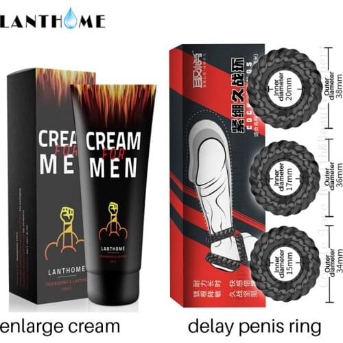 Penis Enlargement Cream Increase Dick Size + Male Penis Ring Sex Time Increase Enlarge Longer Erection Enhancer Libido