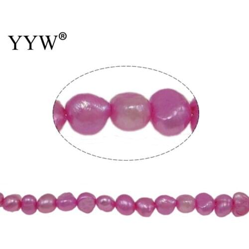 Cultured Baroque Freshwater Pearl Beads Rose Pink 6-7mm Approx 0.8mm Sold Per 14 Inch For Jewelry Making DIY Necklace Bracelet