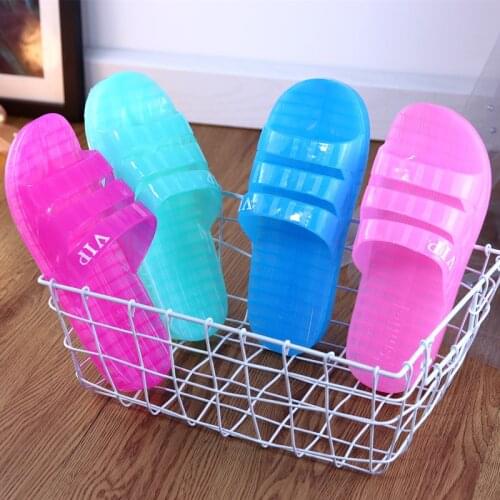 Summer ladies slippers wear-resistant non-slip crystal sandals transparent plastic flat-heel slippers home shoes