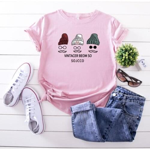 Summer T Shirt 100% Cotton Women Shirt Cartoon Print TShirt O Neck Short Sleeve Tees Vintage Women Tops Pink Kawaii Clothes