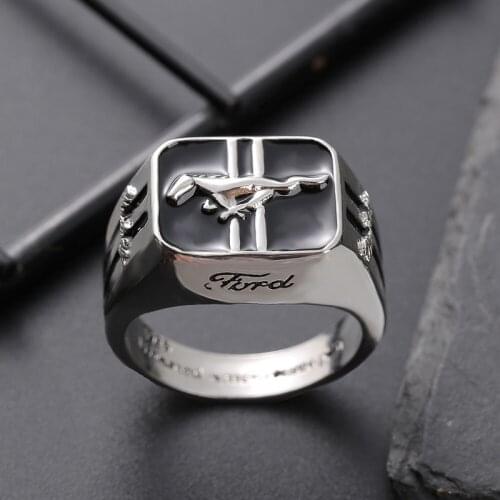 MENGYI Fashion Creative Mustang Racing Mens Ring Domineering Punk Party Jewelry Rock Friends Gift