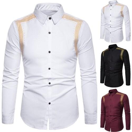 Fashion mens top wheat Print Long Sleeve Luxury Dress Shirt spring and autumn thin slim shirt mens clothing designer shirts