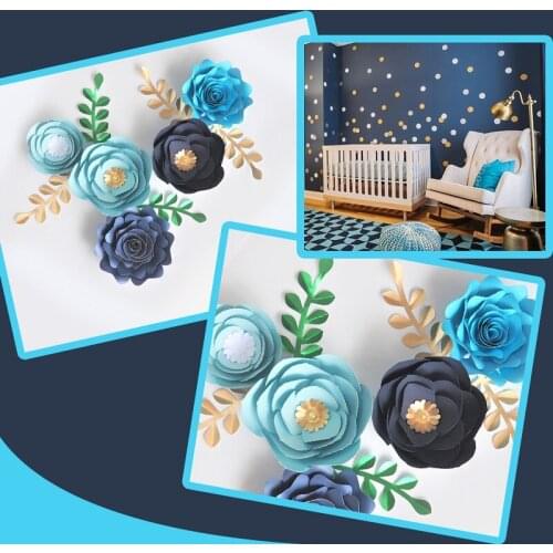 Handmade Cardstock Rose DIY Paper Flowers Leaves Set For Wedding & Event Backdrops Decorations Nursery Wall Deco Video Tutorials