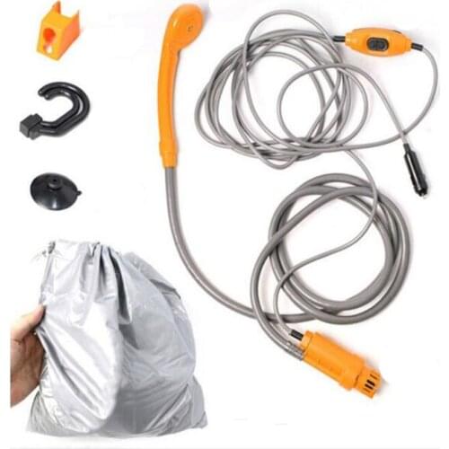 12v car shower set portable electric pump travel camping outdoor car wash car hiking pet bath