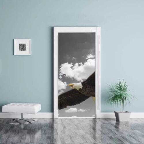 Hot Door Mural Flying Eagle Art Door Sticker DIY Self-adhesive Waterproof Wallpaper Poste for Home Decoration Gift