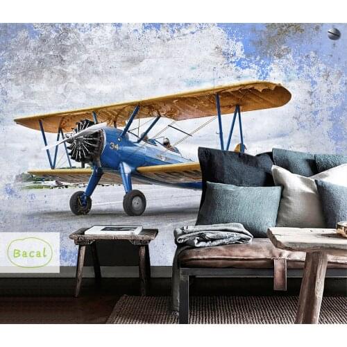 Bacal Custom 3D Aircraft Photo Mural Wallpaper For Kids Room Blue Sky Cartoon Plane Children House for Bedroom papel mural 3D
